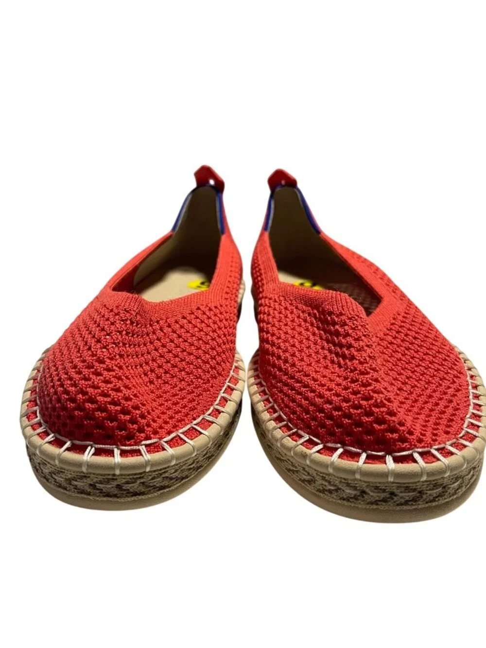Rothys The Espadrille Flats Red Hot Knit Jute Rope Shoes Womens 9 Boho Preppy